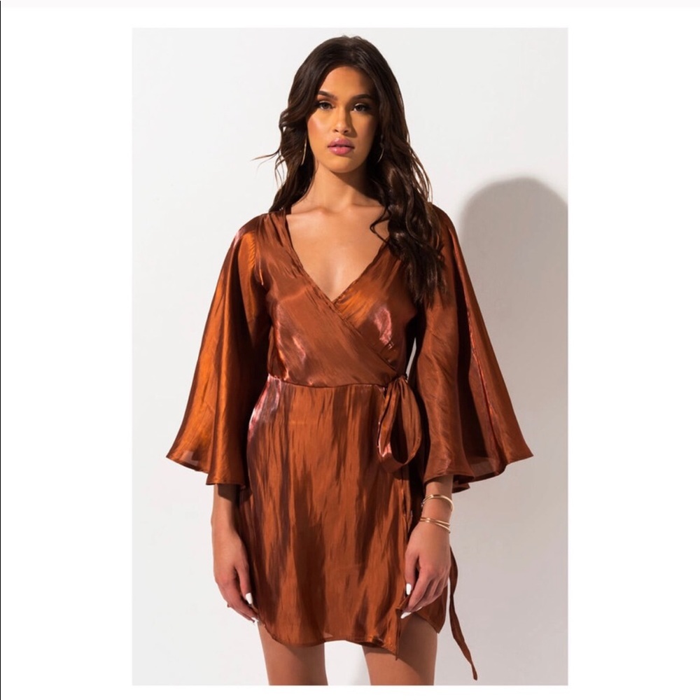 AKIRA WRAP BURNT ORANGE DRESS